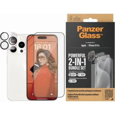 Afbeelding van PanzerGlass B1137+2810, Apple, Apple iPhone 15 Pro, Droge toepassing, Schokbestendig, Transparant, 1 stuk(s)