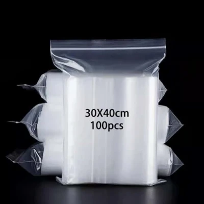 Afbeelding van newlng Hersluitbare doorzichtige plastic zakjes met ritssluiting voor sieraden, monsters, zaden, munten, 100 stuks, 30 x 40 cm