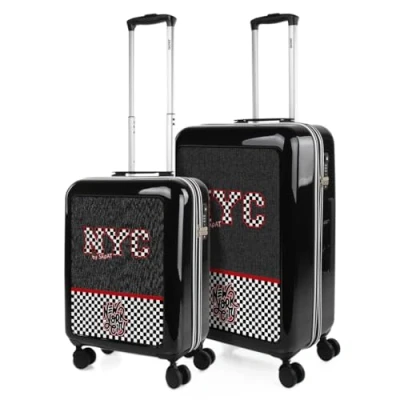Afbeelding van SKPAT Children&#039;s Travel Suitcases Spel. Middelgrote Koffer en cabinekoffer. Stel resistente lichte reiskoffers in. Set Meisje met Hangslot TSA 133600B, schaken
