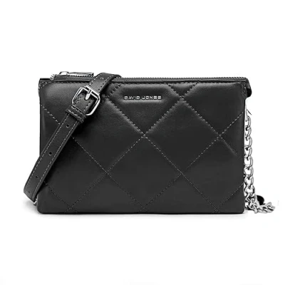 Afbeelding van David Jones Kleine Schoudertas voor dames Gewatteerde kunstleren kettingtas Handtas Avond tas Telefoon Modieuze Elegante Mode Clutch City, zwart., Stijlvol