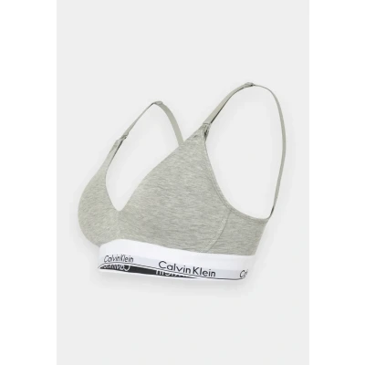 Afbeelding van Calvin Klein dames Voedings bralette met uitneembare vulling en logoband in de kleur Grijsmele, maat: S