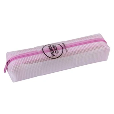 Afbeelding van APLI 18697 etui doorschijnend met ritssluiting, roze, 210 x 45 mm