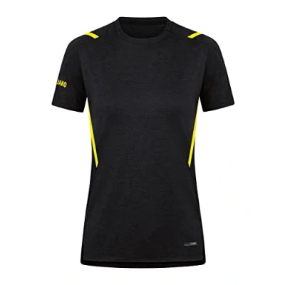Afbeelding van T shirt Challenge Zwart gemeleerd/citroen / 42