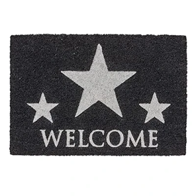 Afbeelding van Voetmat kokos Welcome ster zilver deurmat 40x60 cm antibacteriële entreemat kokosmat met vinyl rug natuurlijk materiaal 100%