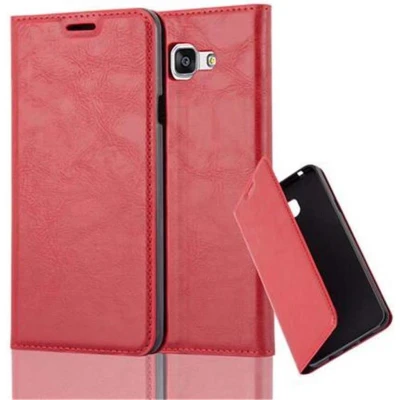 Afbeelding van Cadorabo Hoesje geschikt voor Samsung Galaxy A7 2016 in APPEL ROOD Beschermhoes met magnetische sluiting, standfunctie en kaartvakje Book Case Cover Etui