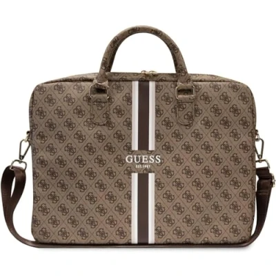Afbeelding van Guess Printed Stripe Laptoptas voor o.a. Apple MacBook 15/16&quot; Bruin