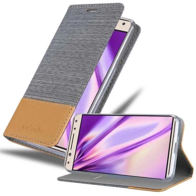 Afbeelding van Cadorabo Hoesje geschikt voor Alcatel 5 in LICHTGRIJS BRUIN Beschermhoes met magnetische sluiting, standfunctie en kaartvakje Book Case Cover Etui