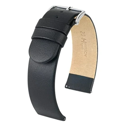 Afbeelding van Hirsch Horlogeband Scandic Zwart Leer 22mm