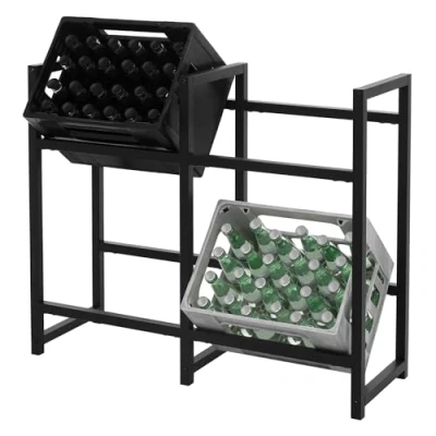Afbeelding van Drankenkratrek 4 kratten 91x31x75,5 cm antraciet metaal ML Design