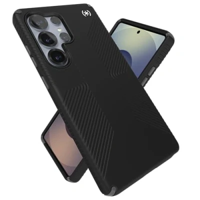 Afbeelding van Speck hoesje geschikt voor Samsung Galaxy S25 Ultra Ultieme Bescherming en Grip Luxe Soft touch Afwerking Valbescherming gecertificeerd tot 4 meter Microban Antibacterieel Presidio2 lijn Zwart