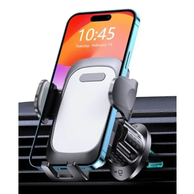 Afbeelding van Mohard Telefoonhouder voor auto, ventilatierooster, autotelefoonhouder met verbeterde clip, een ontgrendelingsknop en 360 rotatie, vast, smartphones van 4 inch tot 7