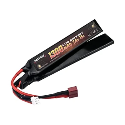 Afbeelding van NASTIMA Lipo Airsoft accu 7,4 V 1300 mAh, 2S 15C vlinder batterijpakket compatibel met Deans T aansluiting voor AK47, MP5K, MP5, Scar, M249, AUG, AEG