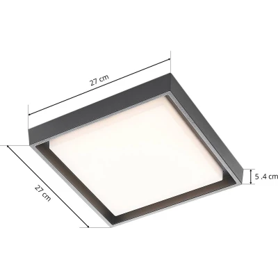 Afbeelding van LED buitenplafondlamp Birta, hoekig, 27 cm