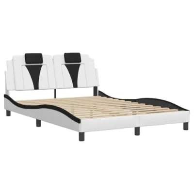 Afbeelding van vidaXL Bedframe met LED verlichting kunstleer wit en zwart 120x200 cm