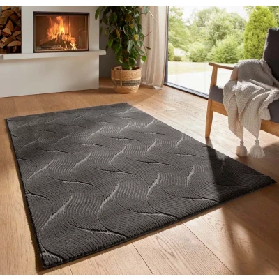Afbeelding van Zacht Vloerkleed Fuzz Whirl Antraciet 50x80 Cm