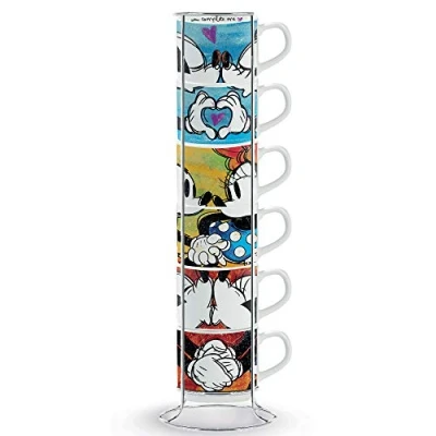 Afbeelding van Disney Egan Porseleinen Set 6 Espressokopjes + Metalen houder Love