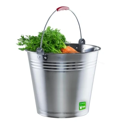 Afbeelding van KADAX Opbergemmer van zink Wateremmer hoogwaardig roestvrij staal Robuust Mortelemmer Schoonmaakemmer Voor het besproeien planten 10 liter