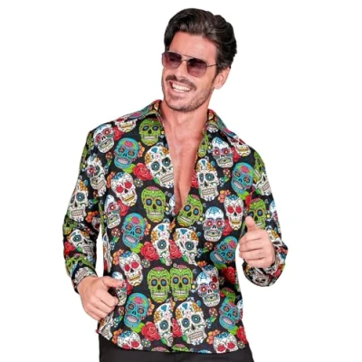 Afbeelding van Widmann Spaans &amp; Mexicaans Kostuum Dag Van De Doden Miguel Overhemd Man Multicolor XXL Carnavalskleding Verkleedkleding