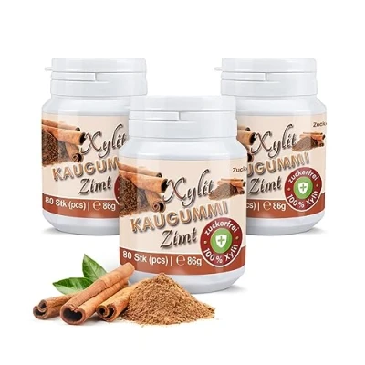 Afbeelding van Xylitquelle ZIMT kauwgom, 3 x 80 stuks, 100% xylitol voor een aangename adem, suikervrij, veganistisch, aspartaamvrij, 240 kauwgom