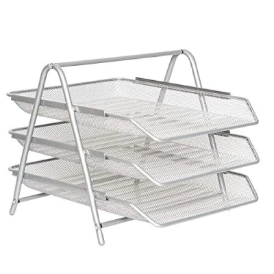 Afbeelding van Zuvo Bureau organizer van netstof, 3 etages, voor thuis en kantoor, zilverkleurig