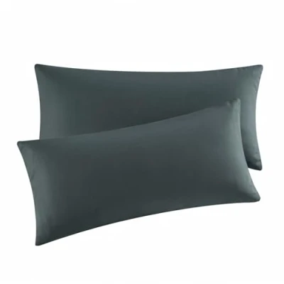 Afbeelding van kussensloop 40 x 80 cm, set van 2 kussenslopen antraciet met ritssluiting microvezel, zacht,