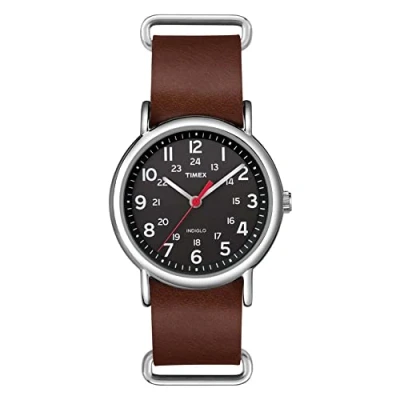 Afbeelding van Timex Herenhorloge, kwarts, textielarmband, Bruin/Zwart/Zilver, Weekender 38 mm