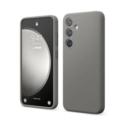 Afbeelding van elago Compatibel met Samsung Galaxy S24, vloeibare siliconen volledige beschermhoes, schokbestendig, zachte krasbestendige microvezelvoering, 15,7 cm (middengrijs)