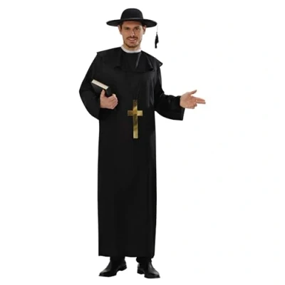 Afbeelding van Widmann Monnik &amp; Pater Priester Kostuum Katholieke Man Zwart Medium Carnavalskleding Verkleedkleding