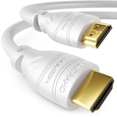 Afbeelding van deleyCON 9 m HDMI kabel 2.0a/b hoge snelheid met Ethernet UHD 2160p 4K@60Hz 4:2:0 HDCP 2.2 ARC CEC 18Gbps 3D Full HD 1080p Dolby wit