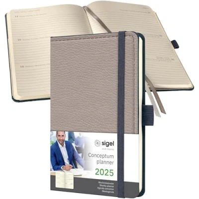 Afbeelding van Weekagenda Conceptum A6 2025 design casual beige hardcover (NL/FR/EN/D