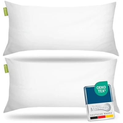 Afbeelding van Beautissu hoofdkussen Set van 2 hoofdkussens 40x80 cm medium zacht kussen wasbaar kussens BeauNuit UK