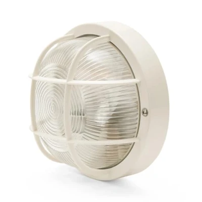 Afbeelding van VELAMP Bubble B wandlamp / plafondlamp rond 18,8 cm van kunststof + glas E27 Max 60 W. Geschikt voor led IP44: binnen of buiten, balkon, garage, Veranda, wit