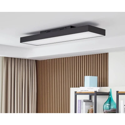 Afbeelding van Lucande LED plafondlamp RGB met dimmer CCT 1licht Ijzer, plastic H: 10 cm zwart, wit Inclusief lichtbron