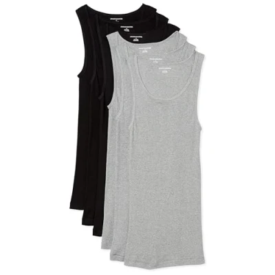 Image de Amazon Essentials Gilets Débardeur Men&#039;s, Pack of 6, Gris Chiné/Noir, L