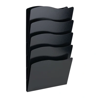 Afbeelding van Zwarte Brochurehouder / Folderhouder Wand 5 x A4