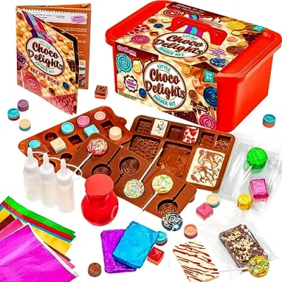 Afbeelding van GirlZone chocolade Factory Set voor het maken van kleine lekkernijen, kinderen, werkplaats kinderen en cadeau meisjes 10 jaar, Little Choco Delights