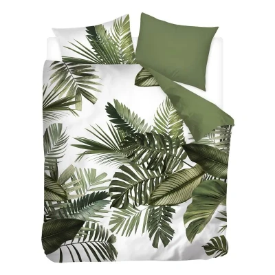 Afbeelding van Snoozing Palm Leaves Flanel Dekbedovertrek Lits jumeaux 260x200/220 cm + 2 kussenslopen 60x70 Groen