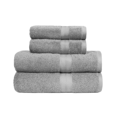 Afbeelding van Amazon Basics Set van 4 badhanddoeken en badhanddoek (2 baden 2 handen), 60 x 70 cm, 100% katoen, kleurecht, grijs