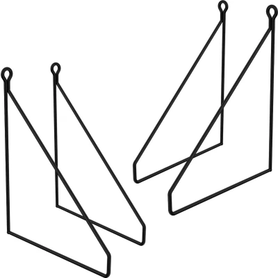 Afbeelding van ML Design 4 stuks plank beugel 200mm zwart, metaal, driehoekige beugels, drijvende beugel, draad muurbeugel, ondersteuning voor wandmontage, wand opknoping