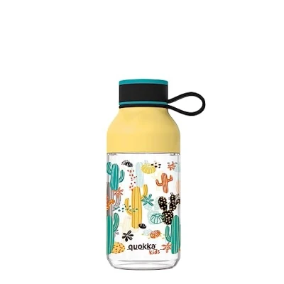 Afbeelding van Quokka Kids Ice met haak cactus herbruikbare waterfles van Tritan, BPA vrij, grote vulopening en druppelvrije sluiting, 430 ml