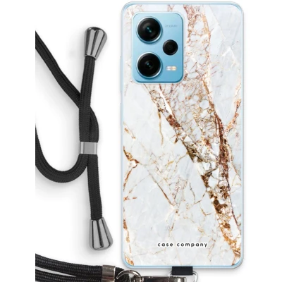 Afbeelding van Case Company® hoesje met Koord geschikt voor Xiaomi Redmi Note 12 Pro Plus Goud marmer Telefoonhoesje Zwart Bescherming aan alle Kanten en Over de Schermrand