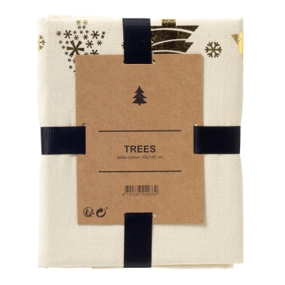 Afbeelding van TREES tafelloper 45x145 cm met kerstbomen Whisper White wit