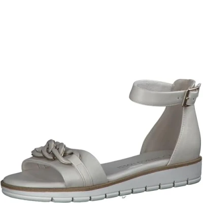 Afbeelding van Marco Tozzi Sandalen met plateauzool, Dames, Maat: 41, Cream Hoogwaardig imitatieleer