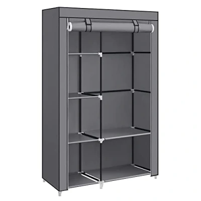 Afbeelding van SONGMICS Stoffen kast, kledingorganizer, 6 planken, 1 kleerkast, vliesstof, metalen frame, 45 x 105 168 cm, voor slaapkamer, kleedkamer, grijs RYG085G02