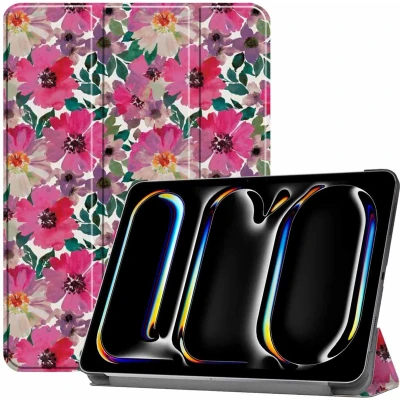 Afbeelding van iMoshion Tablet Hoes Geschikt voor iPad Pro 11 (2024) M4 Design Trifold Bookcase Meerkleurig /Floral Water Color