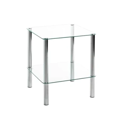 Afbeelding van Bijzettafel Heiko 39x39cm glas/chroom