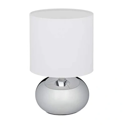 Afbeelding van Relaxdays tafellamp touch nachtlamp modern dimbaar E14 schemerlamp lamp zilver