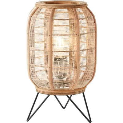 Afbeelding van BRILLIANT lamp, Tanah tafellamp zwart/naturel, 1x A60, E27, 42W, met snoerschakelaar