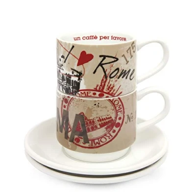 Afbeelding van Egan PWM02I/RO koffiekopjes van porselein, meerkleurig, 4 stuks