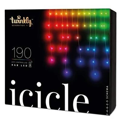 Afbeelding van Twinkly ijspegelverlichting 10.5 meter (190 LEDs, Wifi, Timer, RGB, Binnen/Buiten)